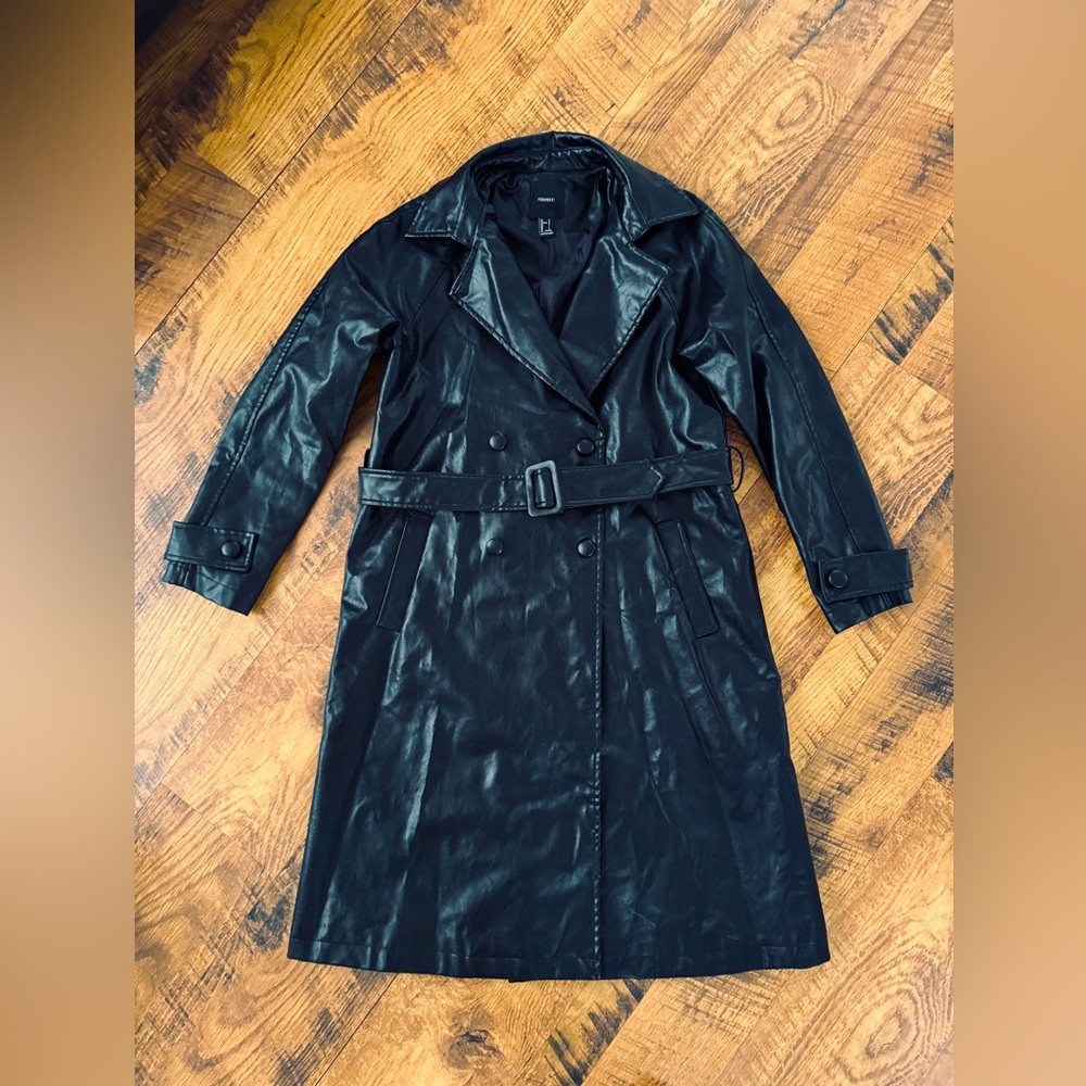 Forever 21 faux leather trench coat
